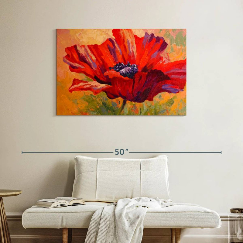 Délicat coquelicot rouge, H 26 po x l 39 po