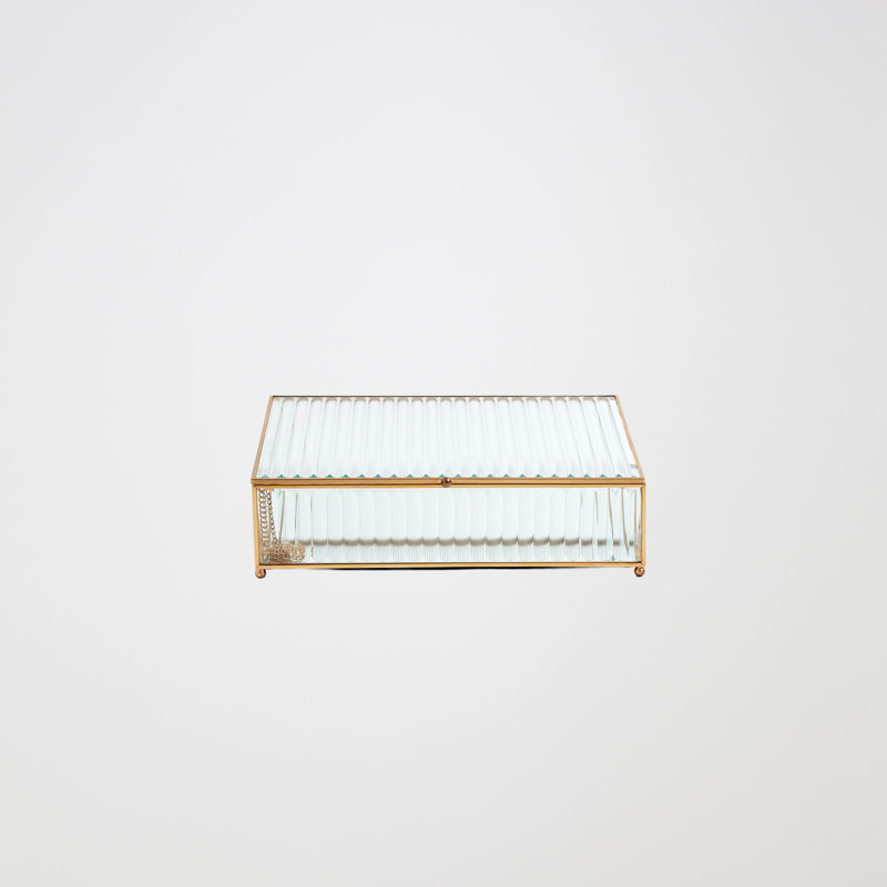 Reeded Glass Box-Clear, 3" H x 9" W x 11" D