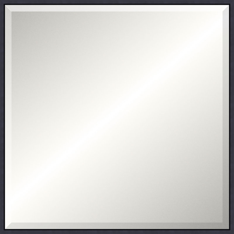 Floater 2 Solid Wood Beveled Mirror, 23.25" x 23.25", Square, Matte Black