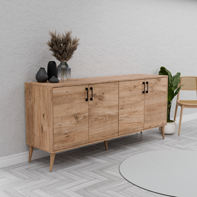 Mezza Unfinished Entertainment Centre with Fireplace Included, Atlantic Pine