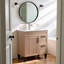 Meuble-lavabo de salle de bain de 80 cm (31,5 pouces) avec lavabo en céramique, 1 porte et 2 tiroirs, naturel