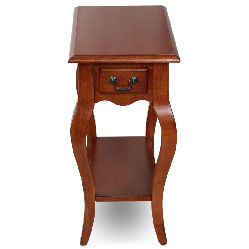 Table d'appoint en bois massif avec pieds en cabriole, Cerisier brun