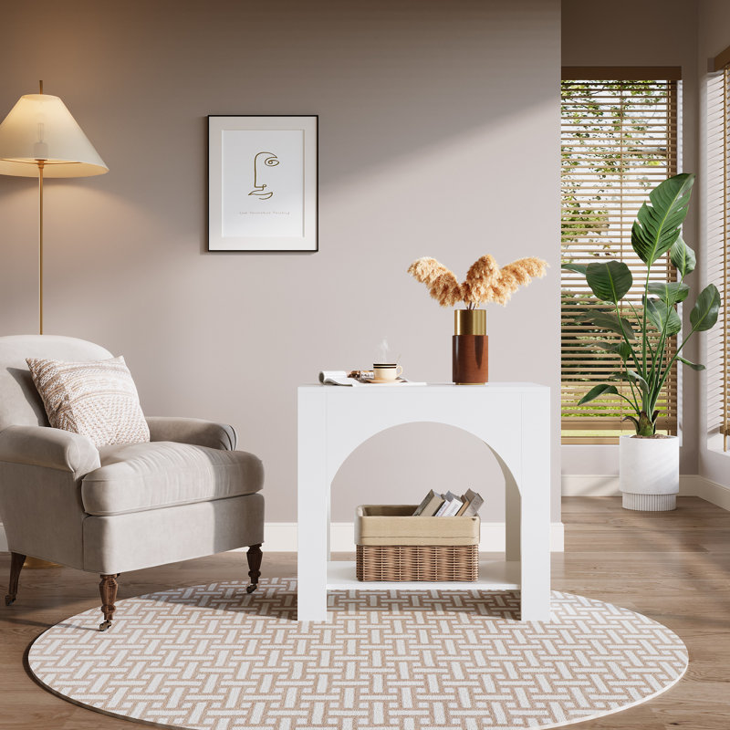Ensemble de 2 tables de bout avec tablette de rangement Farmhouse, Blanc, 2