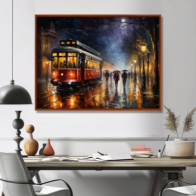 «Vintage Rainy Evening Paris - Train», art mural rétro