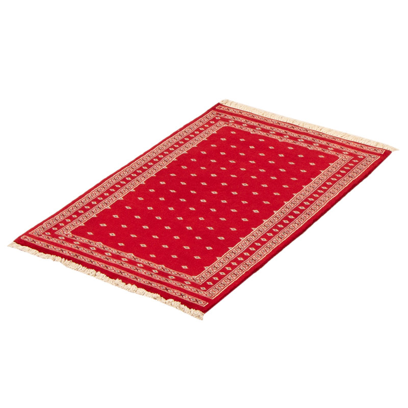 Tapis rouge foncé Maleaha Peshawar Bokhara 2 pi 6 po x 3 pi 9 po
