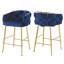 Ensemble de deux tabourets de comptoir modernes avec structure en fer, dossier et coussin moelleux, repose-pieds, idéal pour la cuisine, la chambre à coucher ou la salle à manger