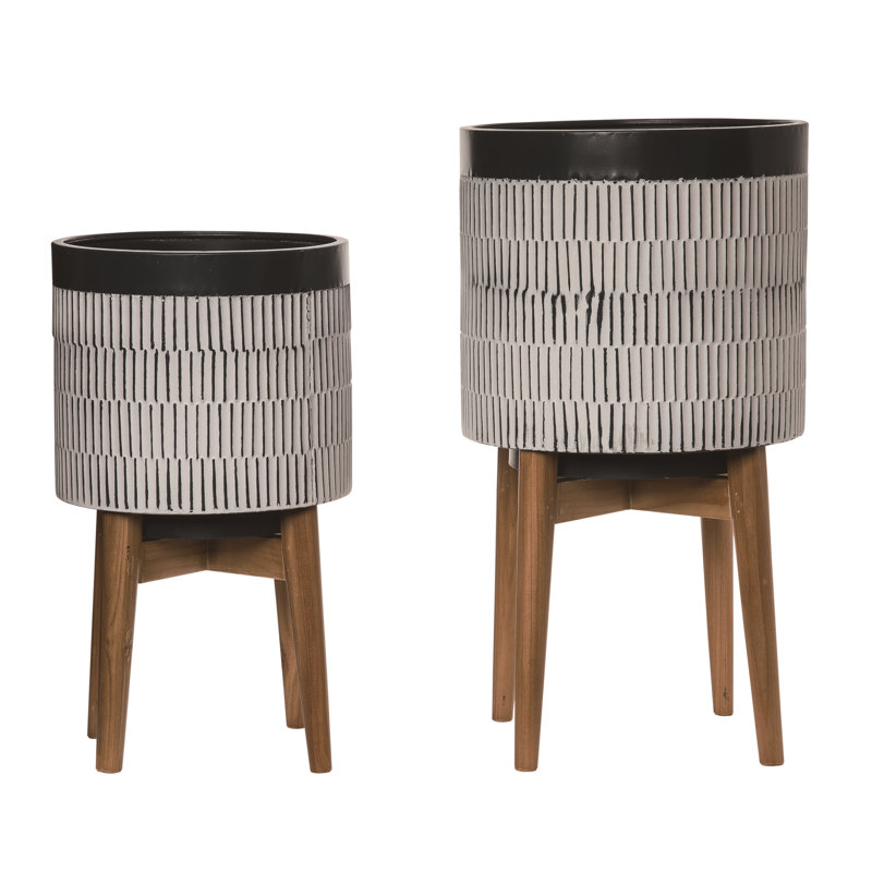Ensemble de pots à fleurs en métal 2 pièces Ilianne