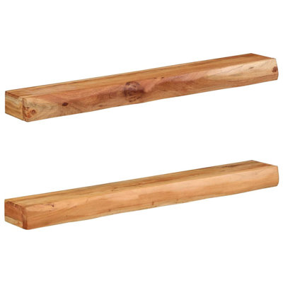 Wall Shelves 2 Pcs Solid Wood Acacia