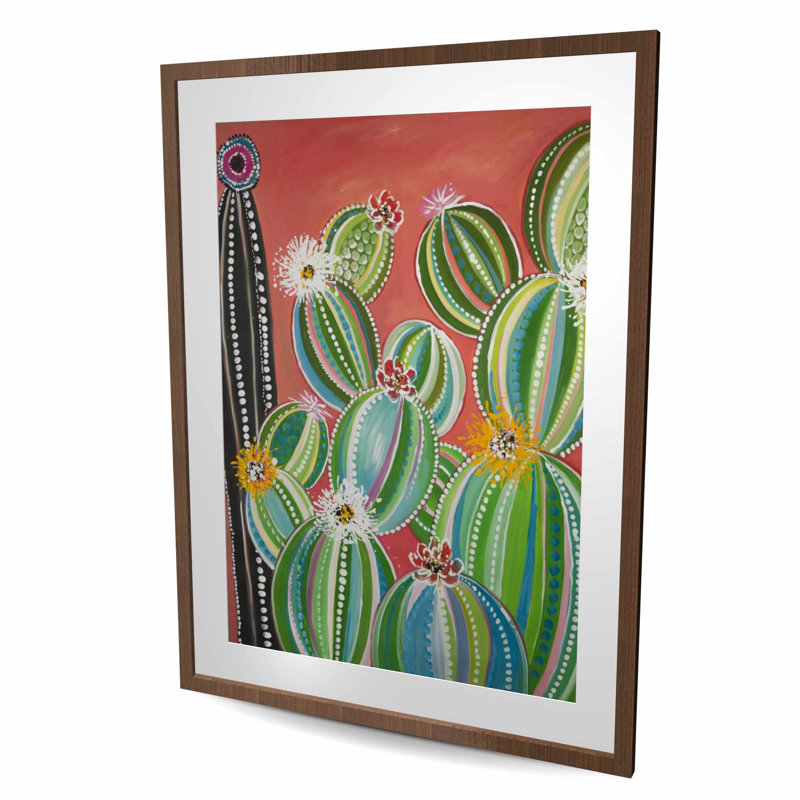Rainbow Cactus - Exotic Living Room Framed Matted Print