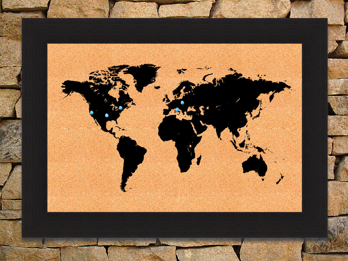 World Map Led Push Pin Wall Art, Cork World Map Board, Wooden