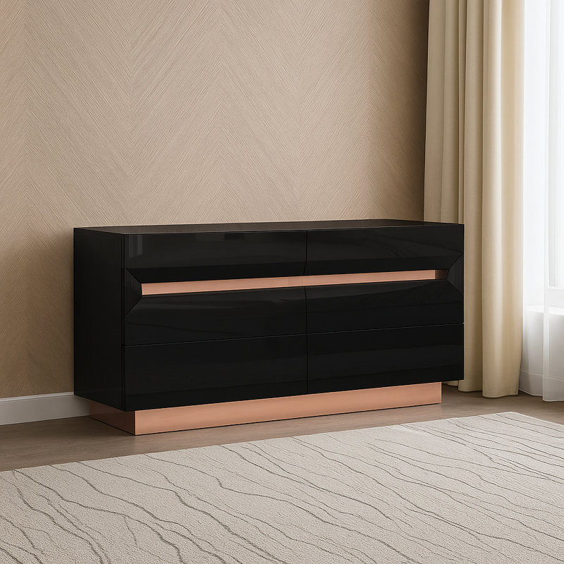 Commode 6 tiroirs Farhad, Noir