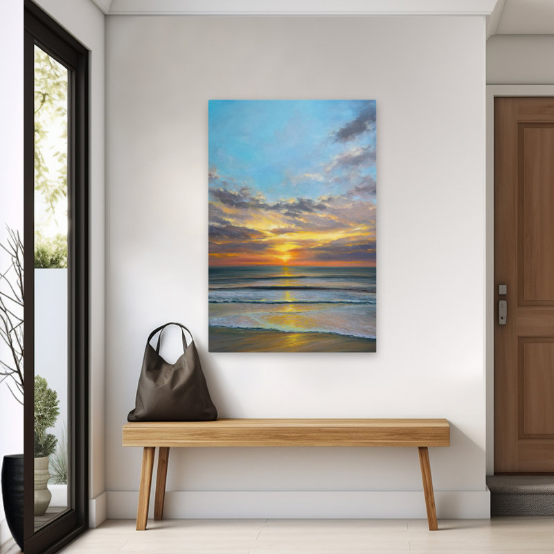 Art balancé - paysages côtiers, plages, nuages, H 60 po x l 40 po
