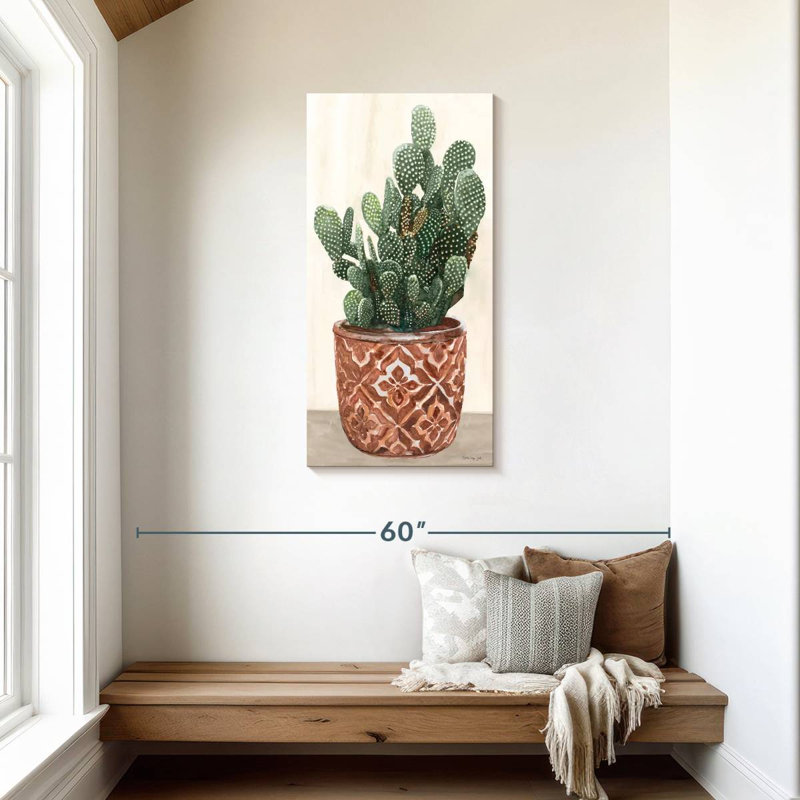 Cactus en pot II, H 42 po x l 21 po