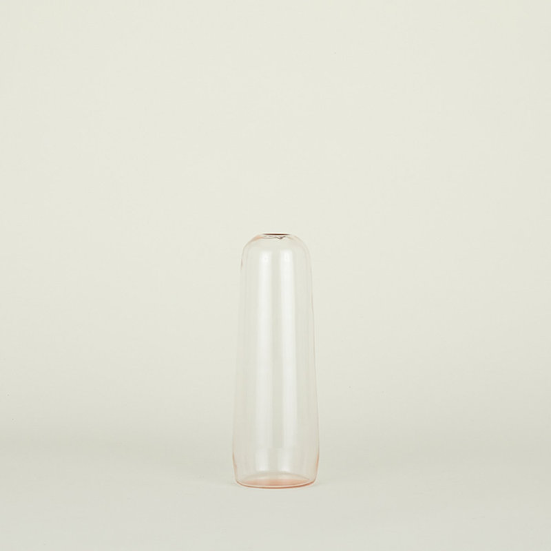 Aurora Handcrafted Glass Table Vase, 11.5" H x 4" W x 4" D, Blush