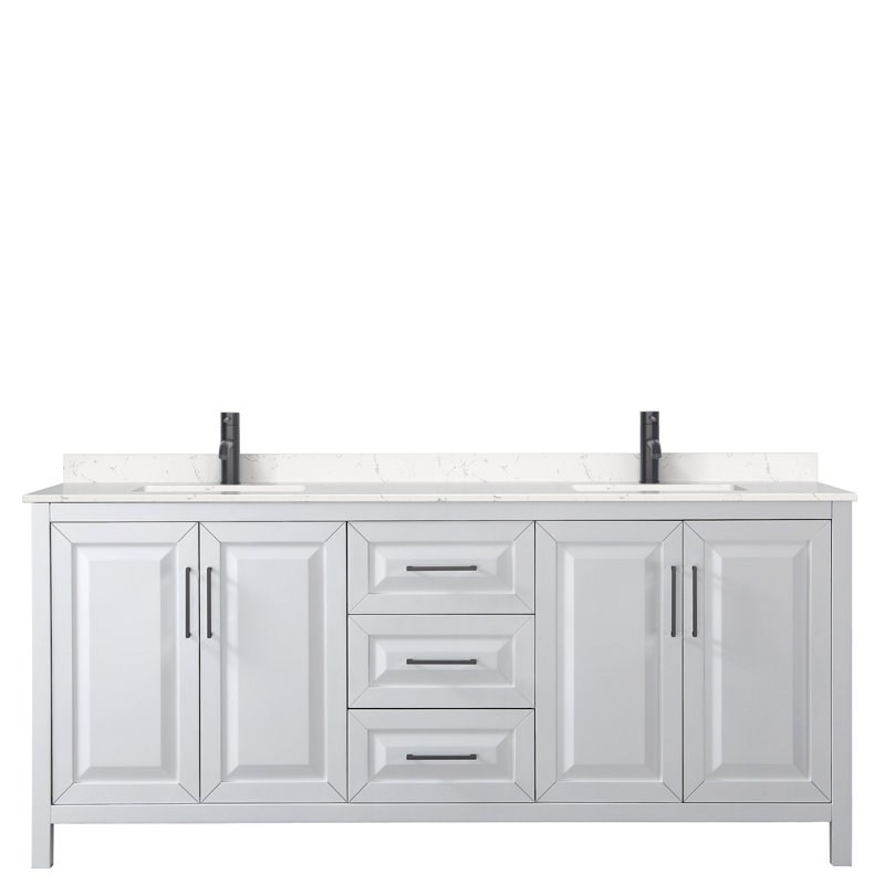 Ensemble de meuble-lavabo double 80 po Daria, Blanc, Noir mat