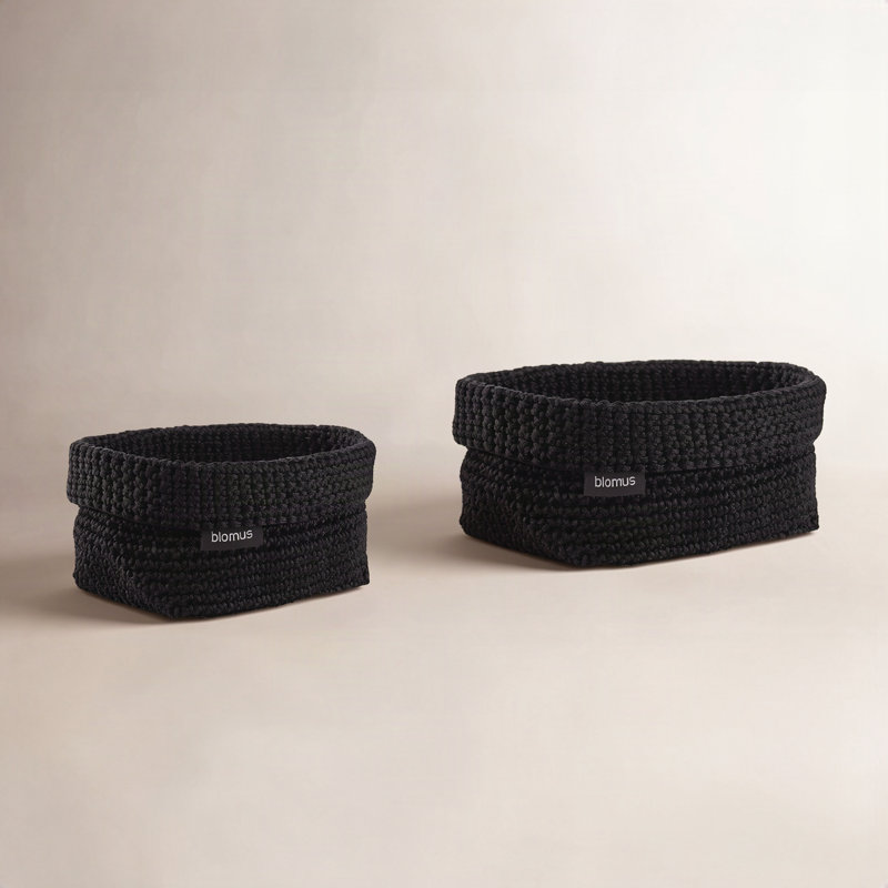 2 Piece Fabric Basket Set, Black