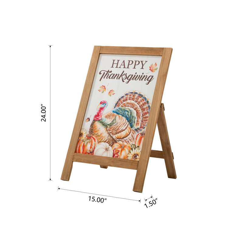 Rustic Fall Wooden Easel Porch Sign with Thanksgiving Message