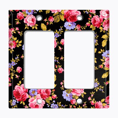 Metal Light Switch Plate Outlet Cover (Pink Black Flowers - Double Rocker) -  WorldAcc, F-R2-PkBkFlwr