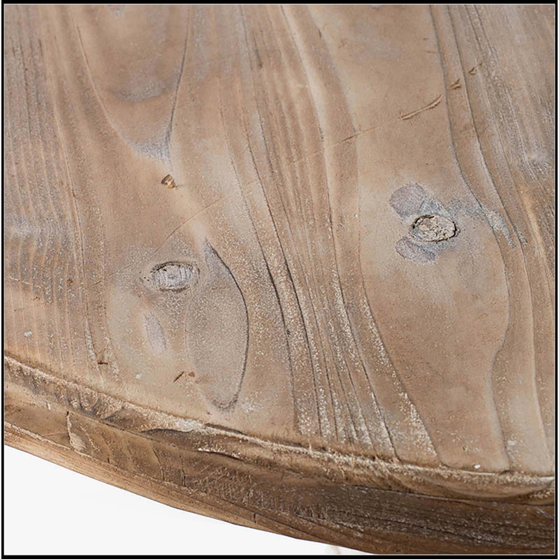 Table ronde exquise en bois antique avec détails floraux complexes et médaillon
