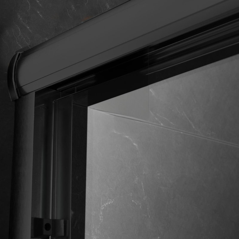 Door Sliding Frameless Shower Door With 6Mm Tempered Glass, Matte Black