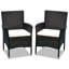 Ensemble de 2 chaises de salle à manger en osier de rotin avec coussins et pieds antidérapants, chaises de patio empilables