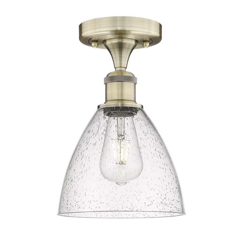 Plafonnier semi-encastré en verre Dierker, Laiton antique