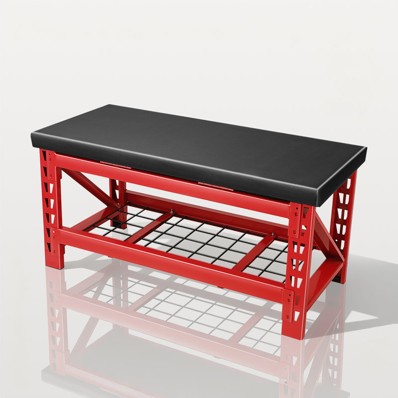 40" Garage Workbench With Flip-Up Seat Storage Sturdy Metal Bench For Workshop, Garage & Tool Organization??