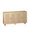Armoire élégante en rotin à 4 portes - Panneau de particules et bois massif pour un rangement polyvalent dans la maison et le bureau