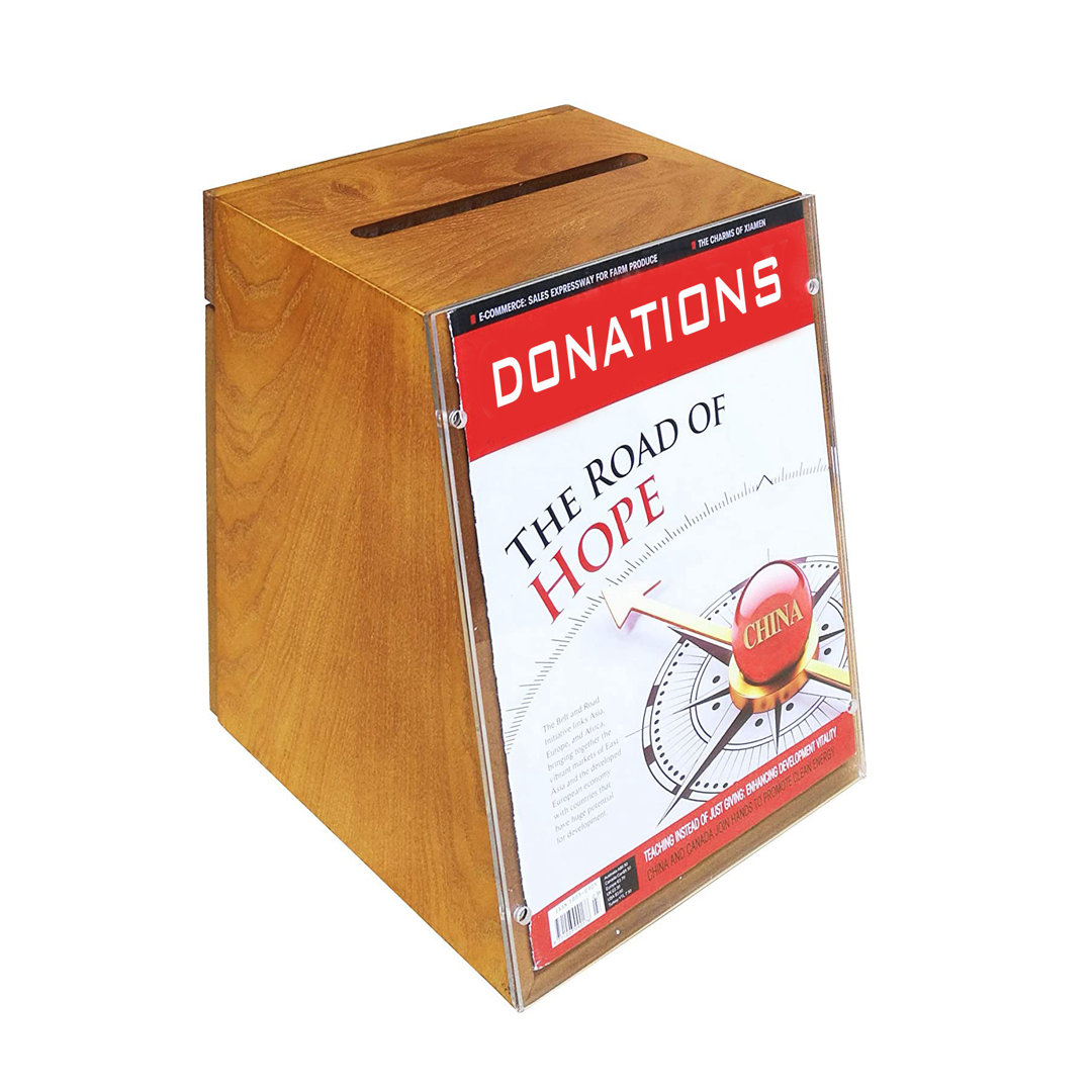 Fixturedisplays® Donation Box Tithing Box Suggestion Ballot Box Fund-Raising Box With 8.5X11" Acrylic Sign Holder 21275-MO FixtureDisplays
