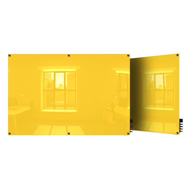 Panneau de verre magnétique mural Harmony, Jaune, 48 po x 48 po