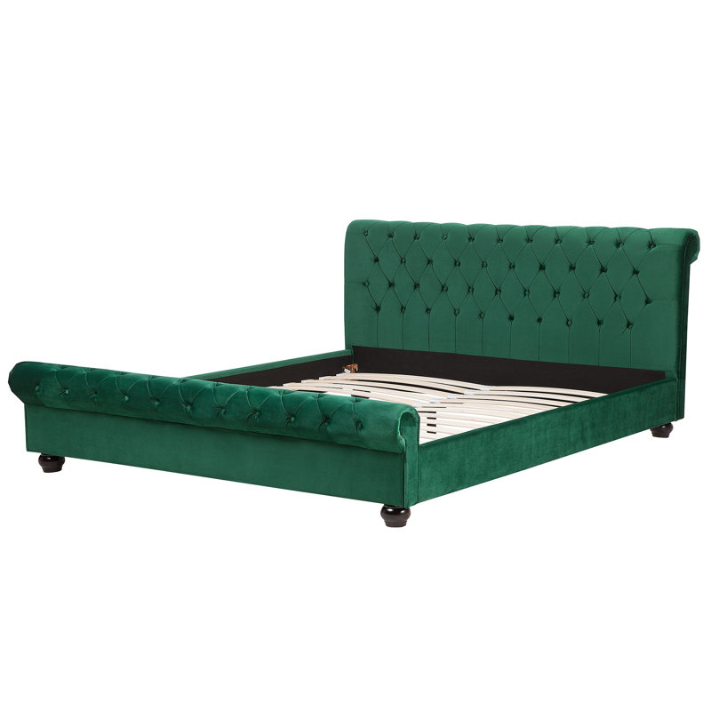 Mitzi Upholstered Bed, European Kingsize (160 x 200cm), Emerald green