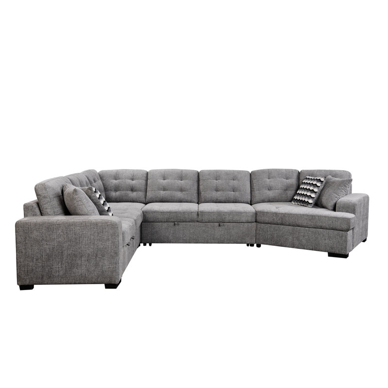 Canapé modulaire rembourré 4 pièces Ommie, Polyester gris