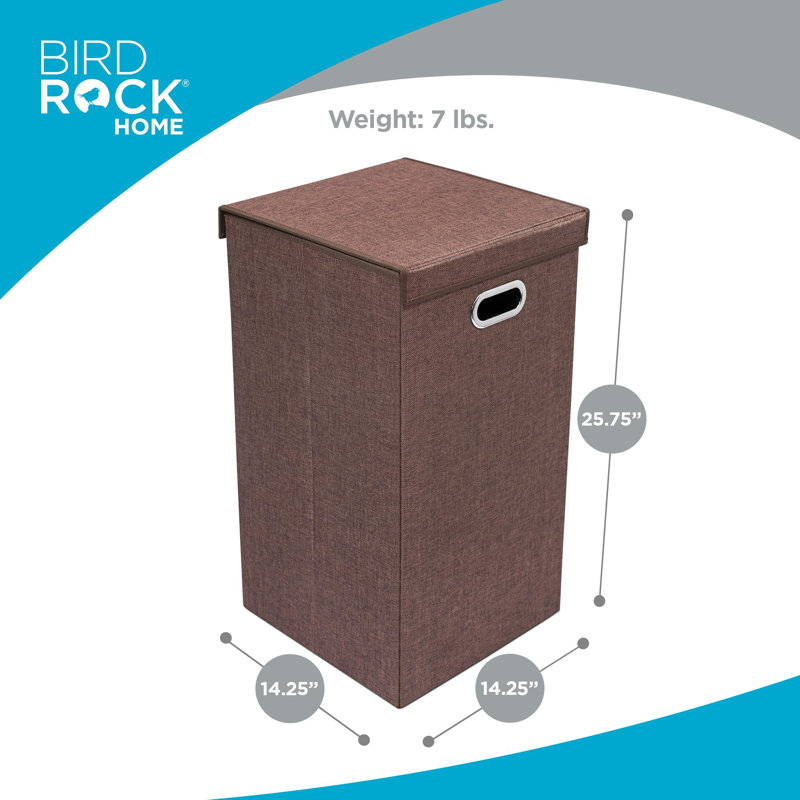 Fabric Laundry Hamper with Handles, Brown, Large (28" H x 16" W x 16" D)