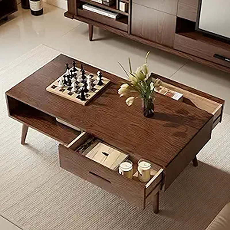 Table basse 100% bois massif pour le salon, café en chêne