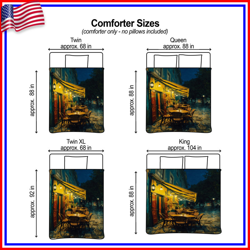 Outdoor Cafe At Night Comforter, King