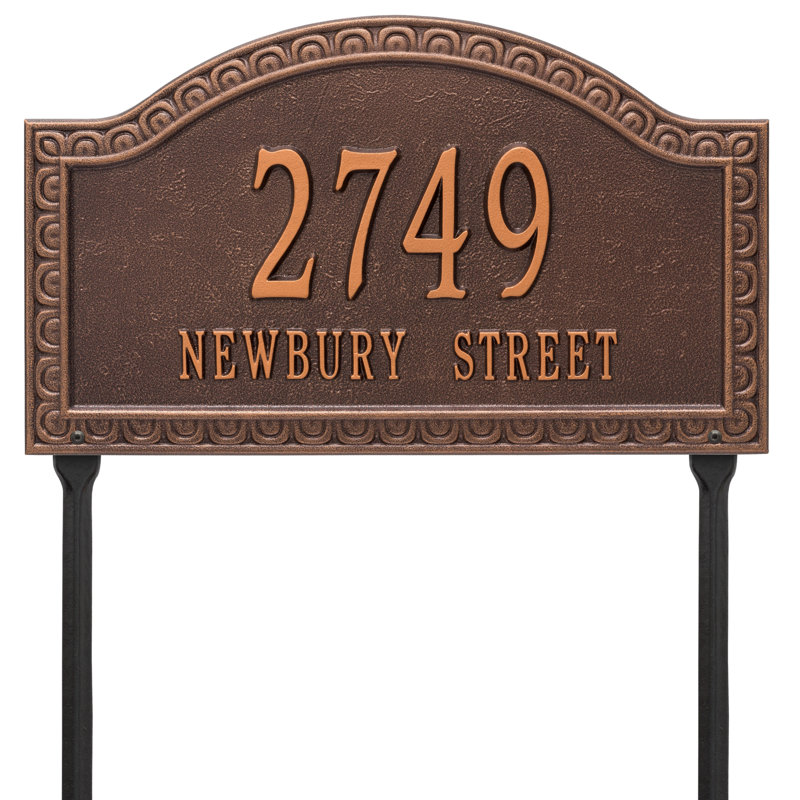 Penhurst Personalized Grande 2-Line Lawn Address Sign, Antique Copper, Yes