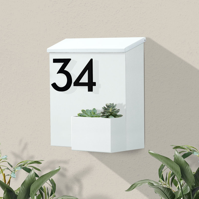 Greetings Wall Mounted Steel Mailbox, Black, White, Yes
