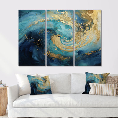 Ensemble de décorations murales Golden Sapphire Surge IV - Abstract Spirals