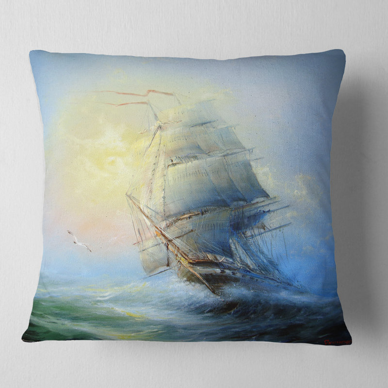 Grand bateau à voile - Oreiller imprimé Sea & Shore, 16 po x 1 po, Coussin décoratif