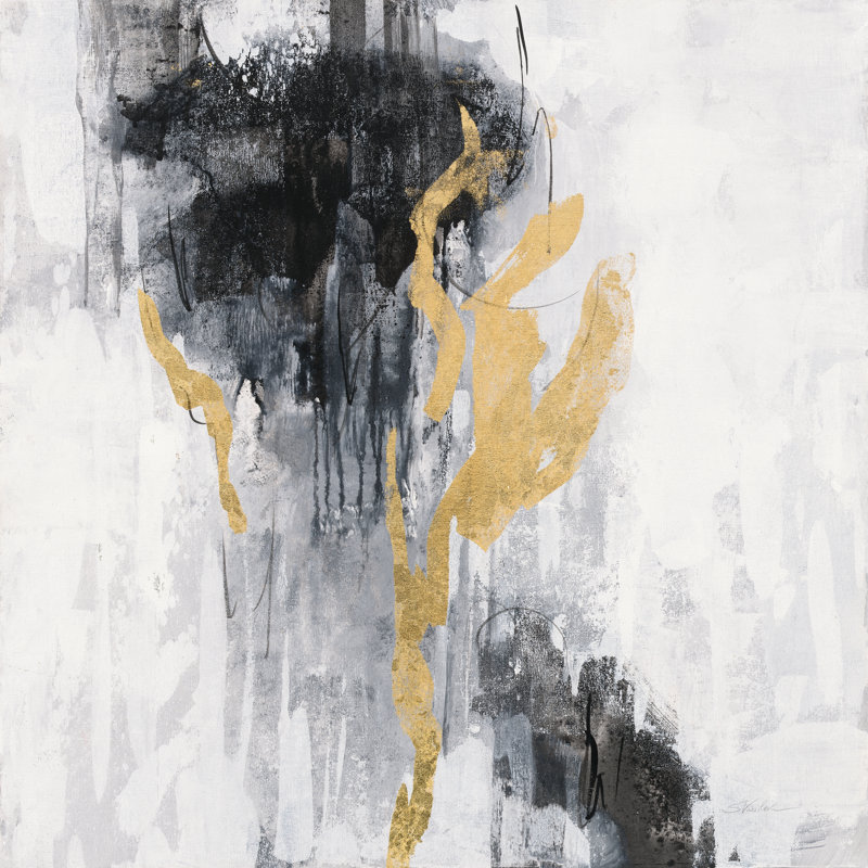 Golden Rain II by Silvia Vassileva - Wrapped Canvas Painting, 91cm H x 91cm W x 3.8cm D
