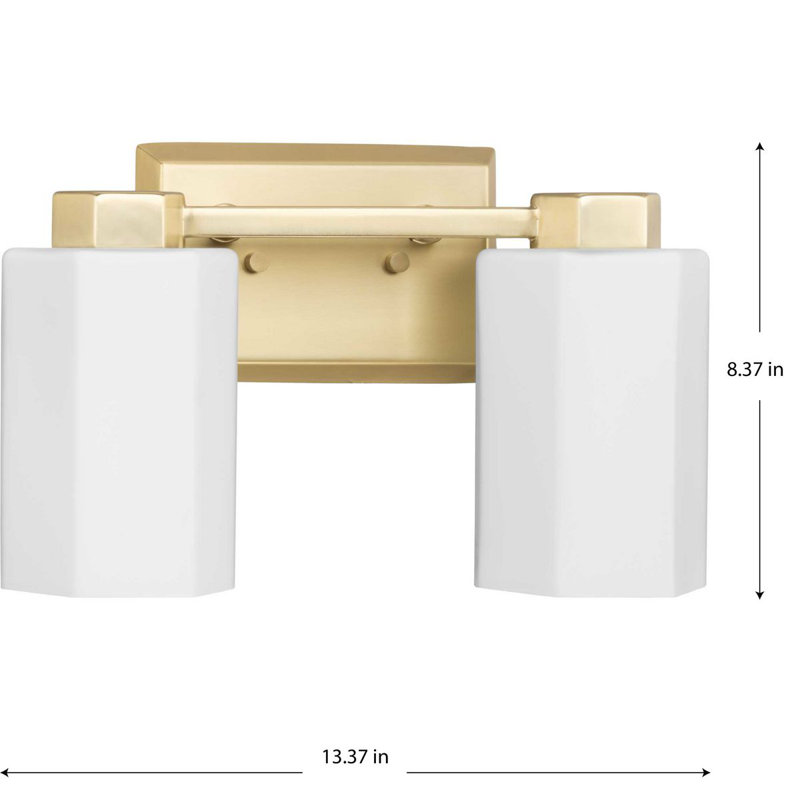 Estrada Brushed Gold 2-Light Vanity with Opal Glass Shades