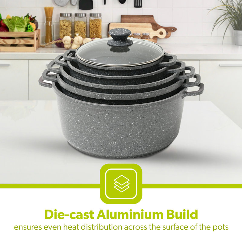 5 - Piece Non-Stick Aluminum Cookware Set, Grey