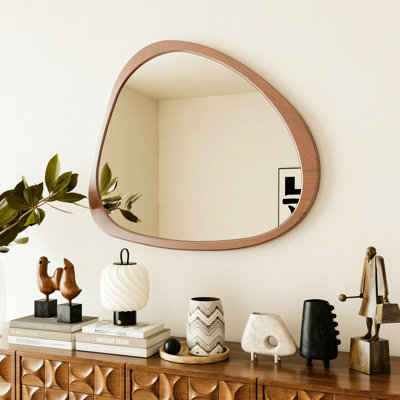 Miroir de 45 po pour garde-robe asymétrique, cadre en bois massif, miroir mural pour le salon, la chambre à coucher, la salle de bain, le couloir et le vestibule