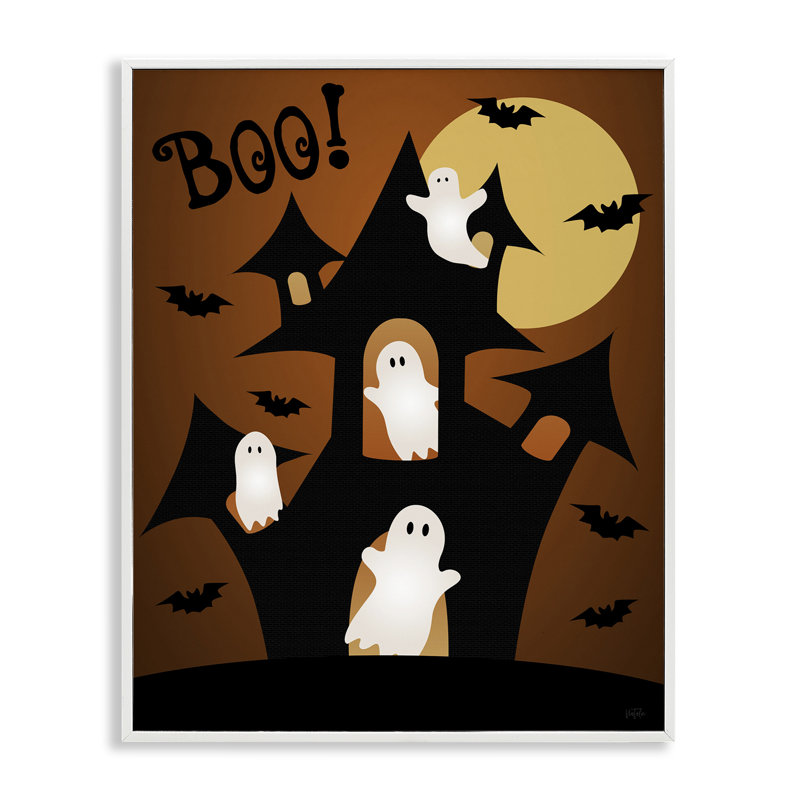 Ghostly Haunted House, giclée encadrée, design par Natalie Carpentieri, H 14 po x l 11 po