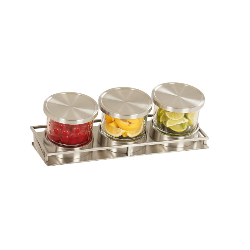 3 Jar Mixology Display - 32Oz Jars with Solid Lid, Stainless Steel