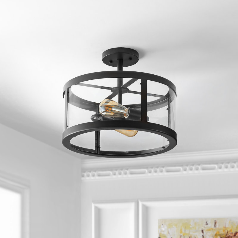 Pinkney Glass Semi Flush Mount, Oil Rubbed Bronze