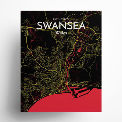 Swansea City Map, impression