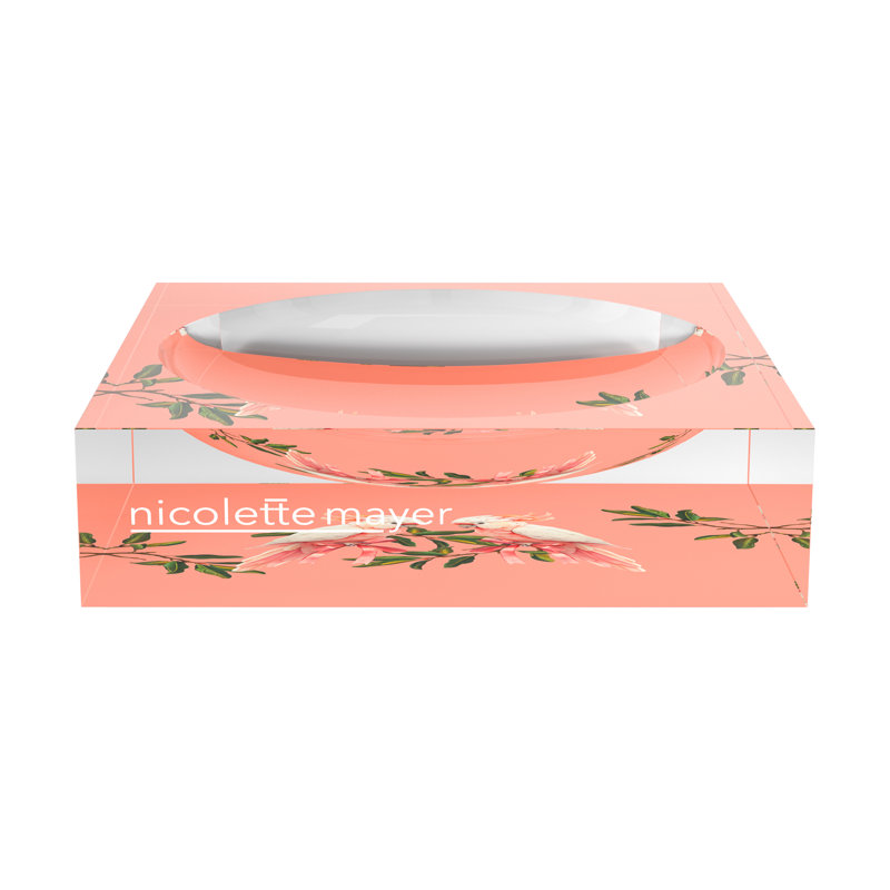 Cockatoo Paradiso Corallo Acrylic Decorative Tray, 8"W x 8"D x 2"H