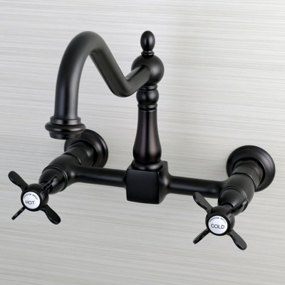 Kingston Brass Essex Double-Handle Wall-Mount Bridge Kitchen Faucet