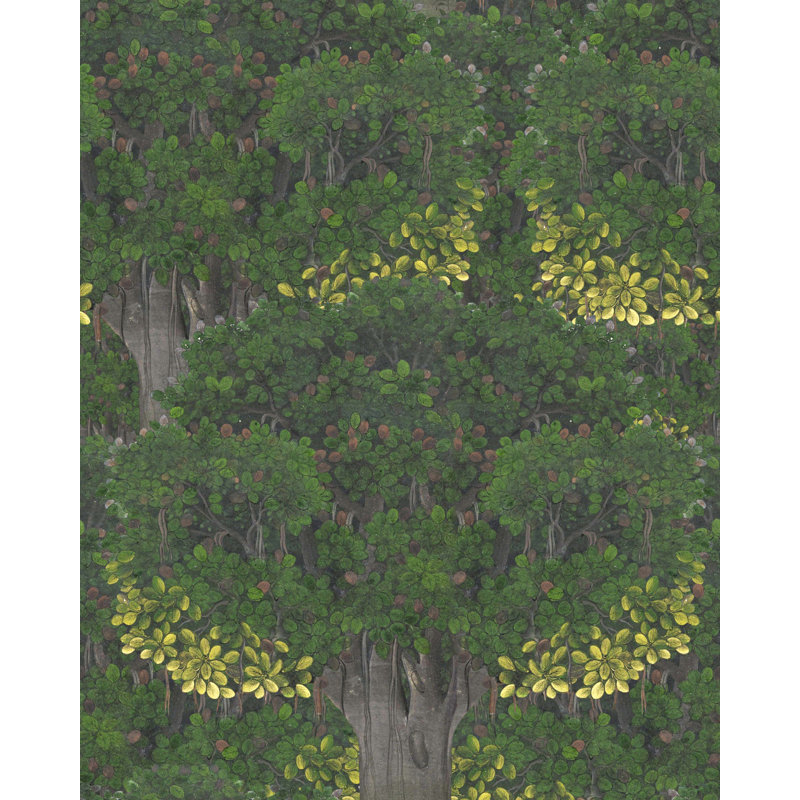 The Transylvanian Manor Floral Wallpaper Roll, Green/Gray/Yellow